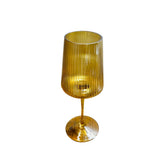 Copa de vidrio naranja ribbed diseño líneas verticales 385 ml